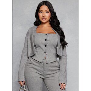 Rainbow Gray Houndstooth Cropped Blazer Size Large NWT